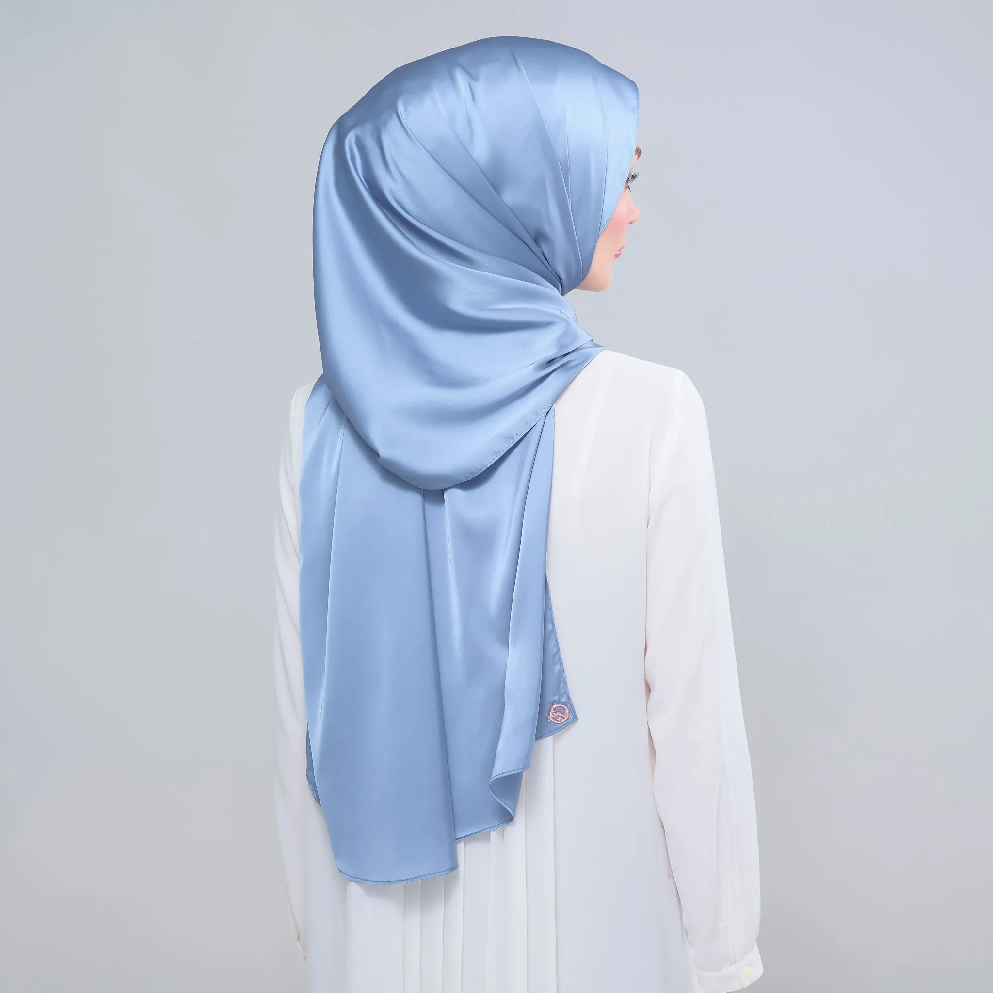 Instant Tag n' Go Shawl  | Satin Silk in Dusty Blue 2.0