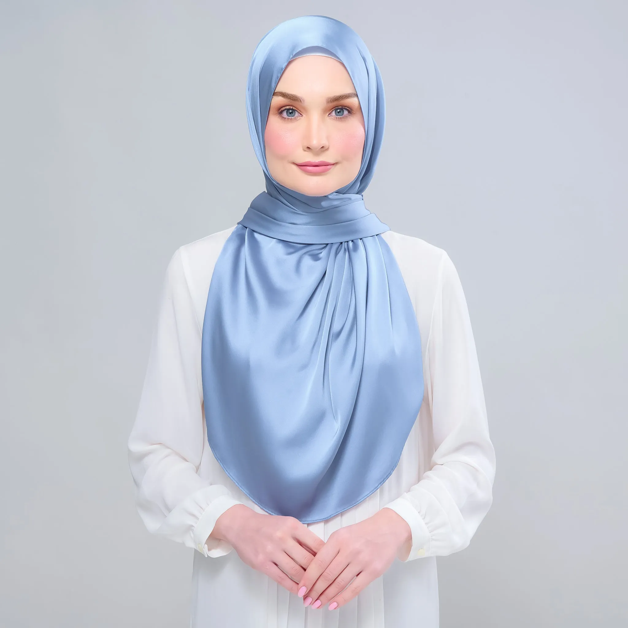 Instant Tag n' Go Shawl  | Satin Silk in Dusty Blue 2.0