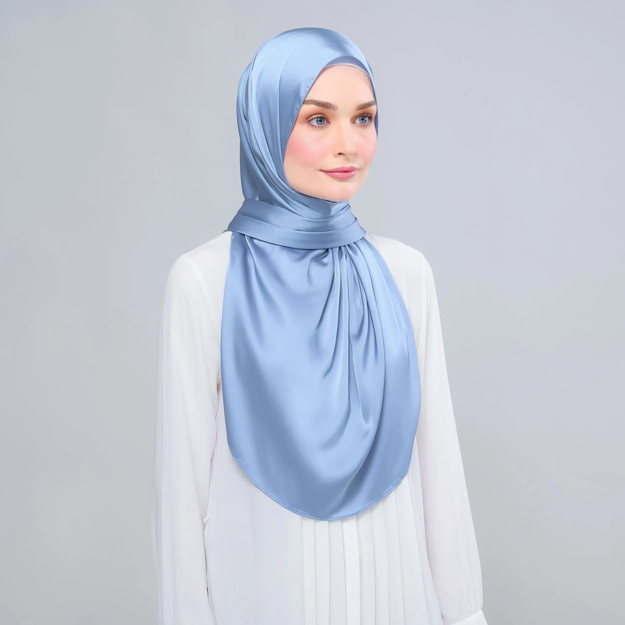 Instant Tag n' Go Shawl  | Satin Silk in Dusty Blue 2.0