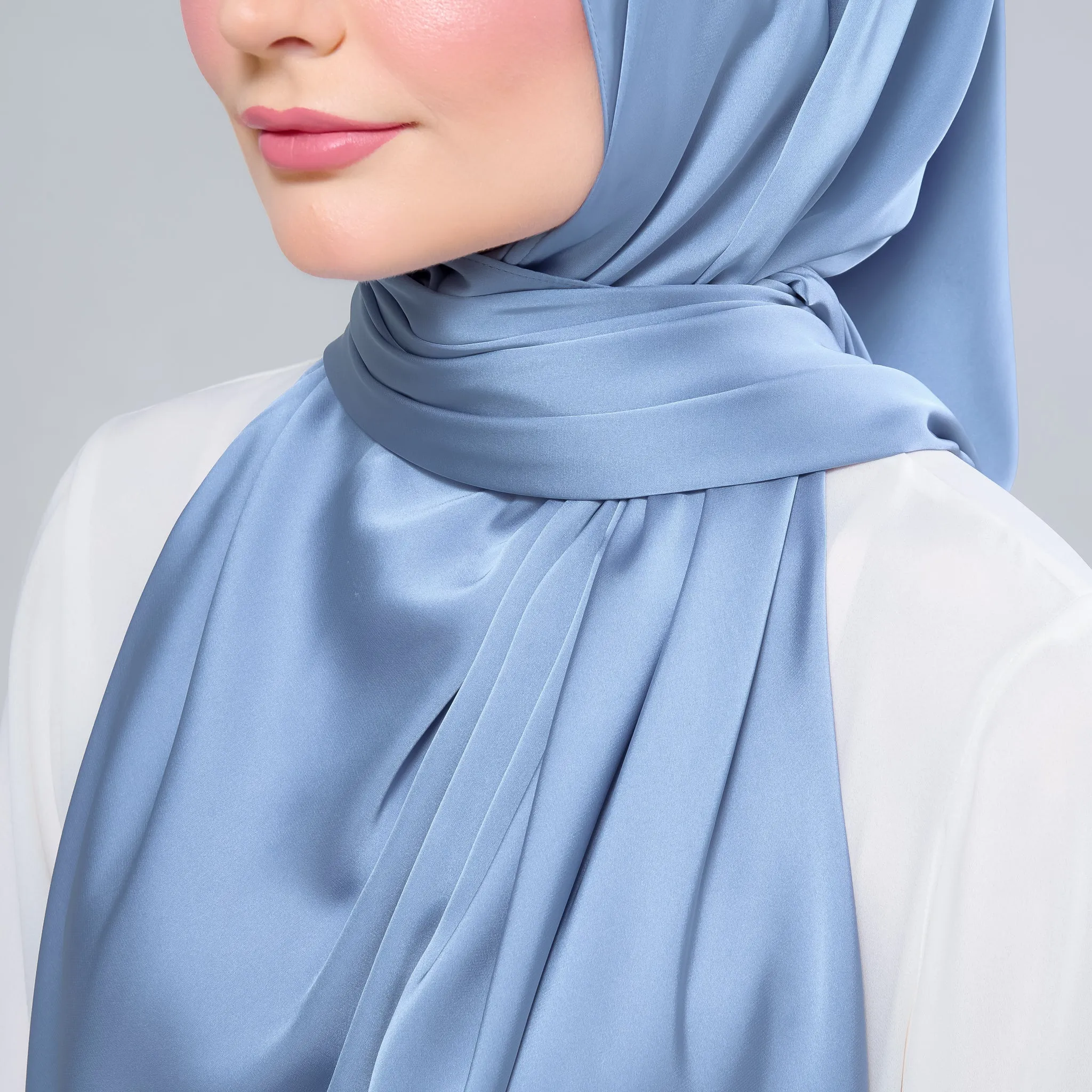 Instant Tag n' Go Shawl  | Satin Silk in Dusty Blue 2.0