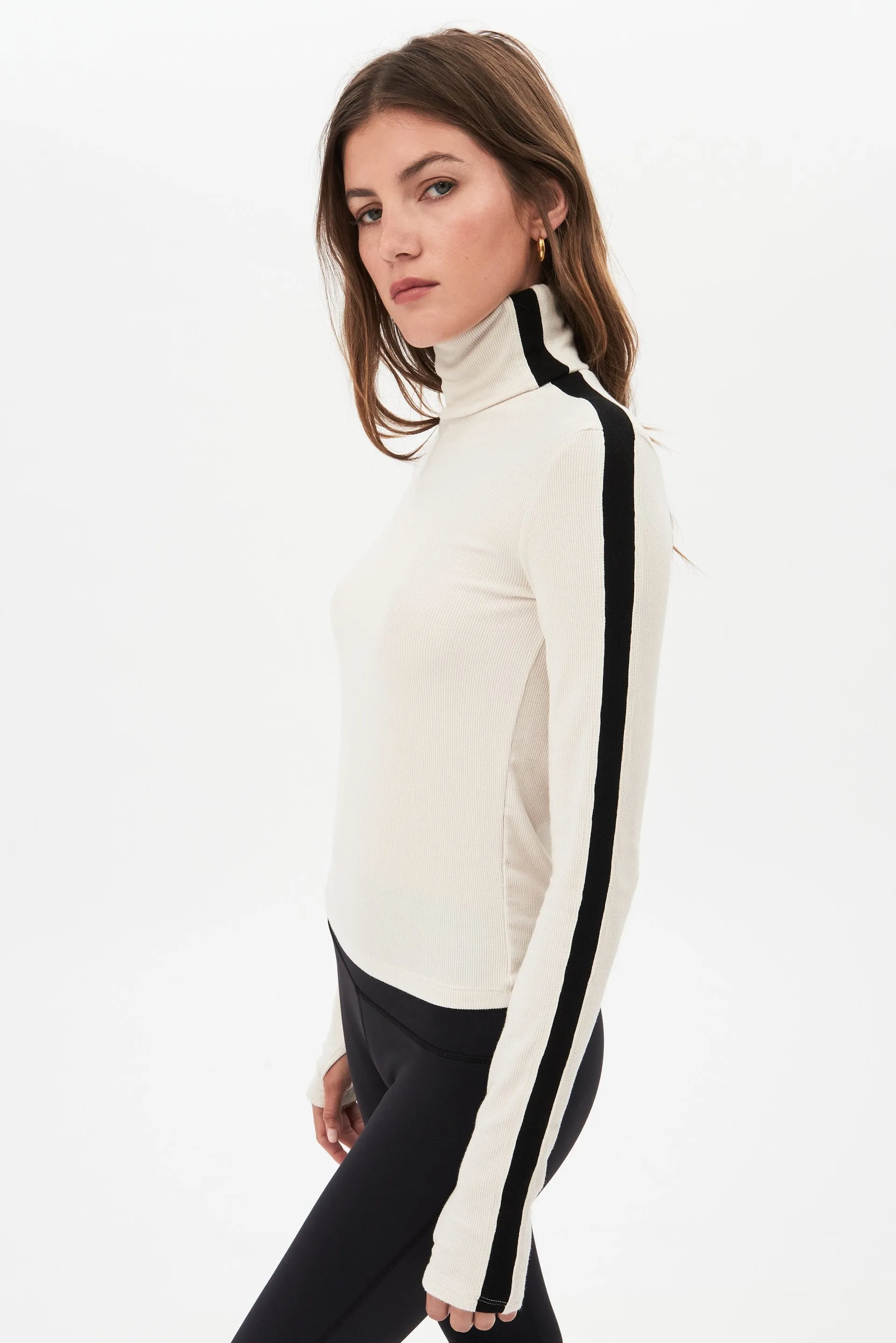 Jackson Rib Turtleneck, Vintage White/Black