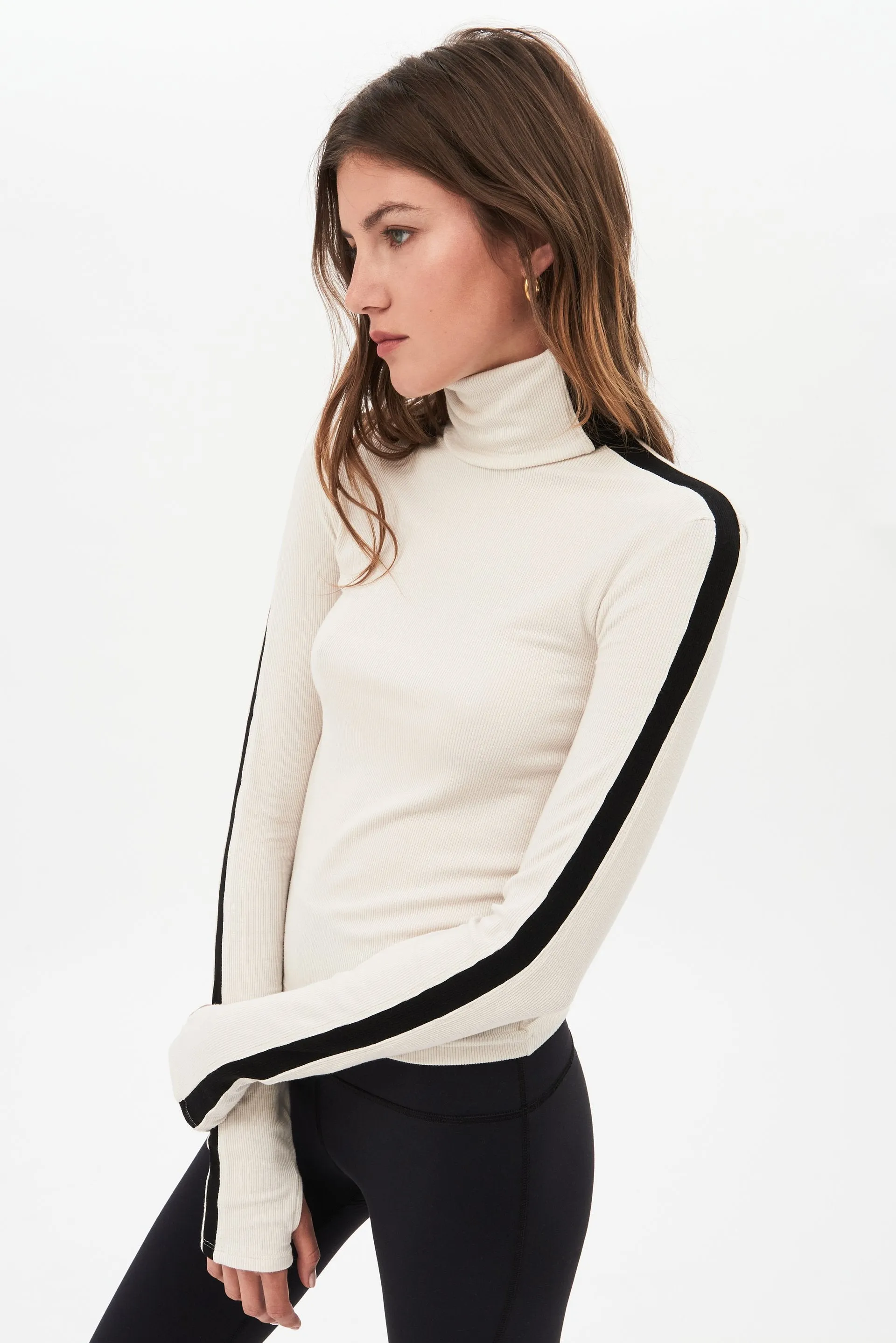 Jackson Rib Turtleneck, Vintage White/Black