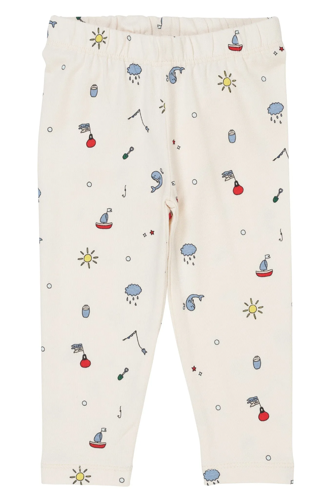 JERSEY LEGGINGS W PRINT - CREAM FISHING PRINT