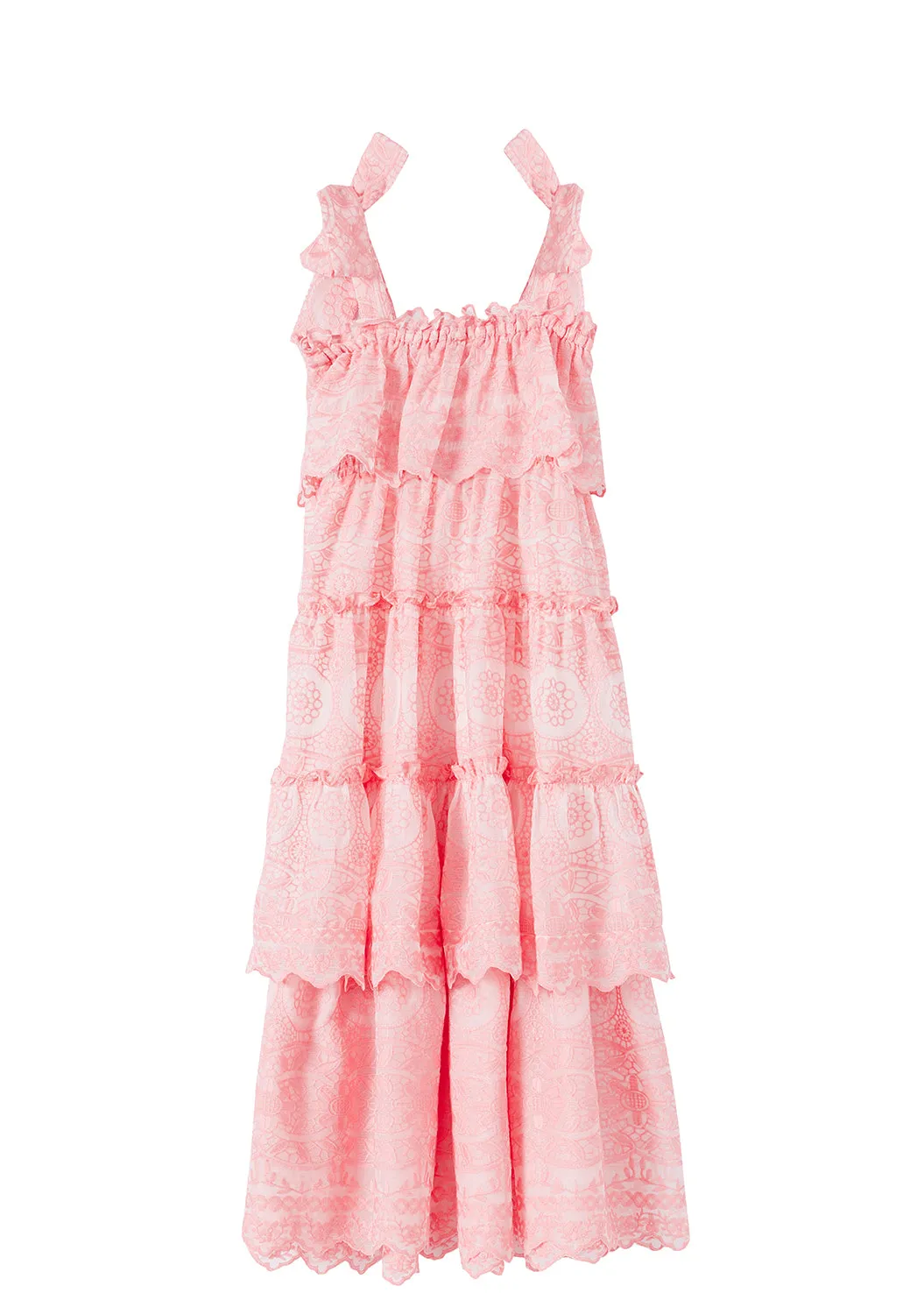 Juniper Embroidered Maxi Dress-Pink