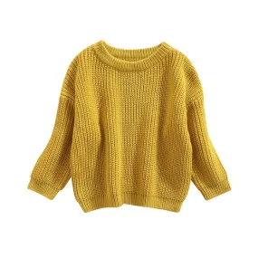 Kids Chunky Knit Sweater - Mustard