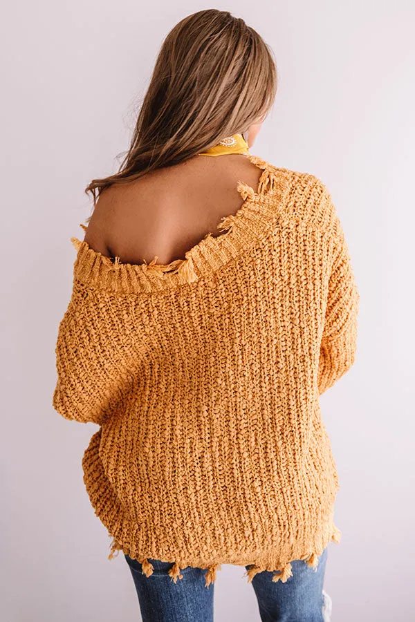 Latte Meet Up Distressed Sweater In Golden Honey