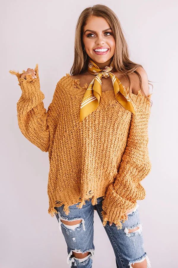 Latte Meet Up Distressed Sweater In Golden Honey