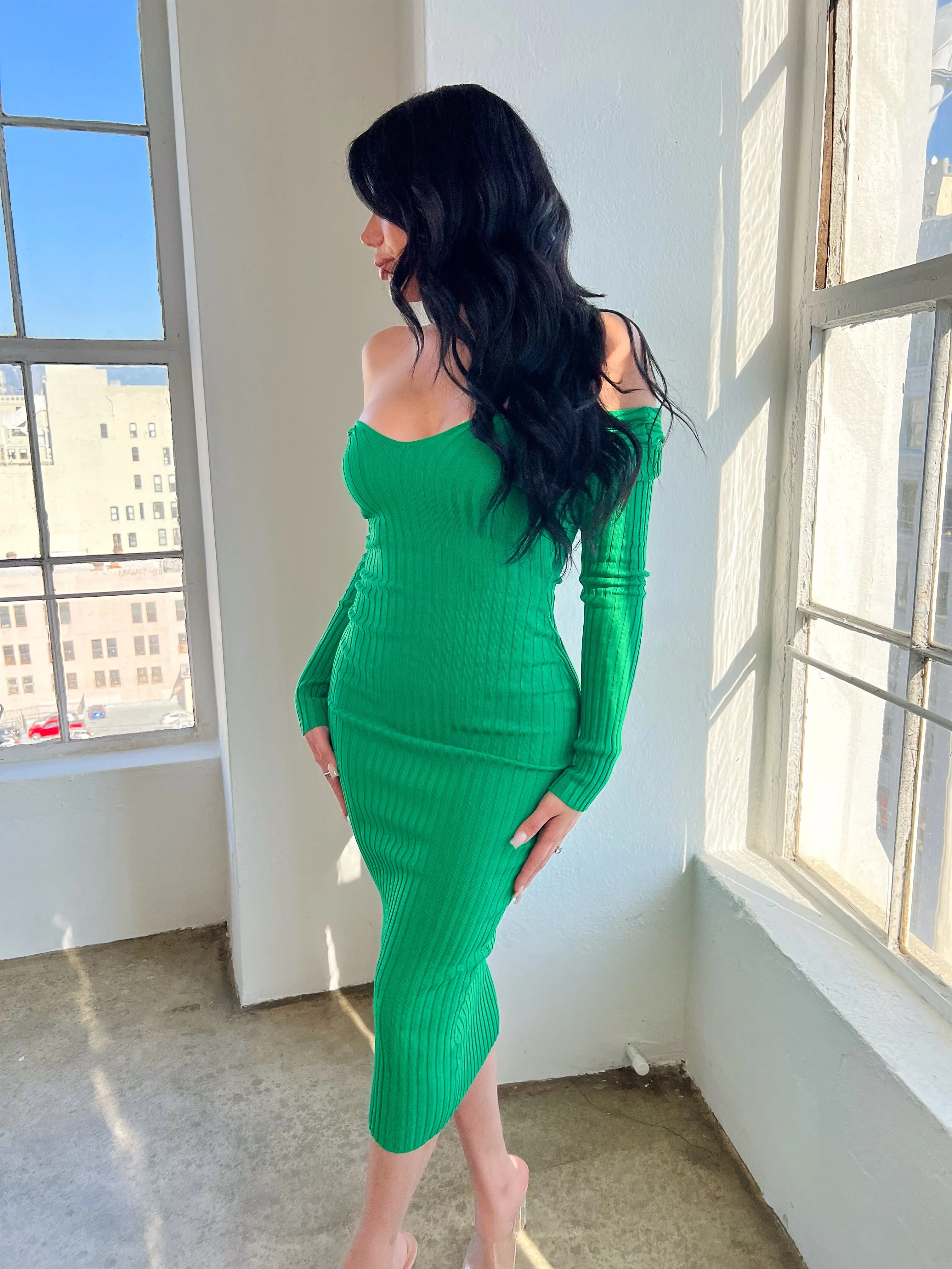 Laura's Fav Knit Dress (Kelly Green)