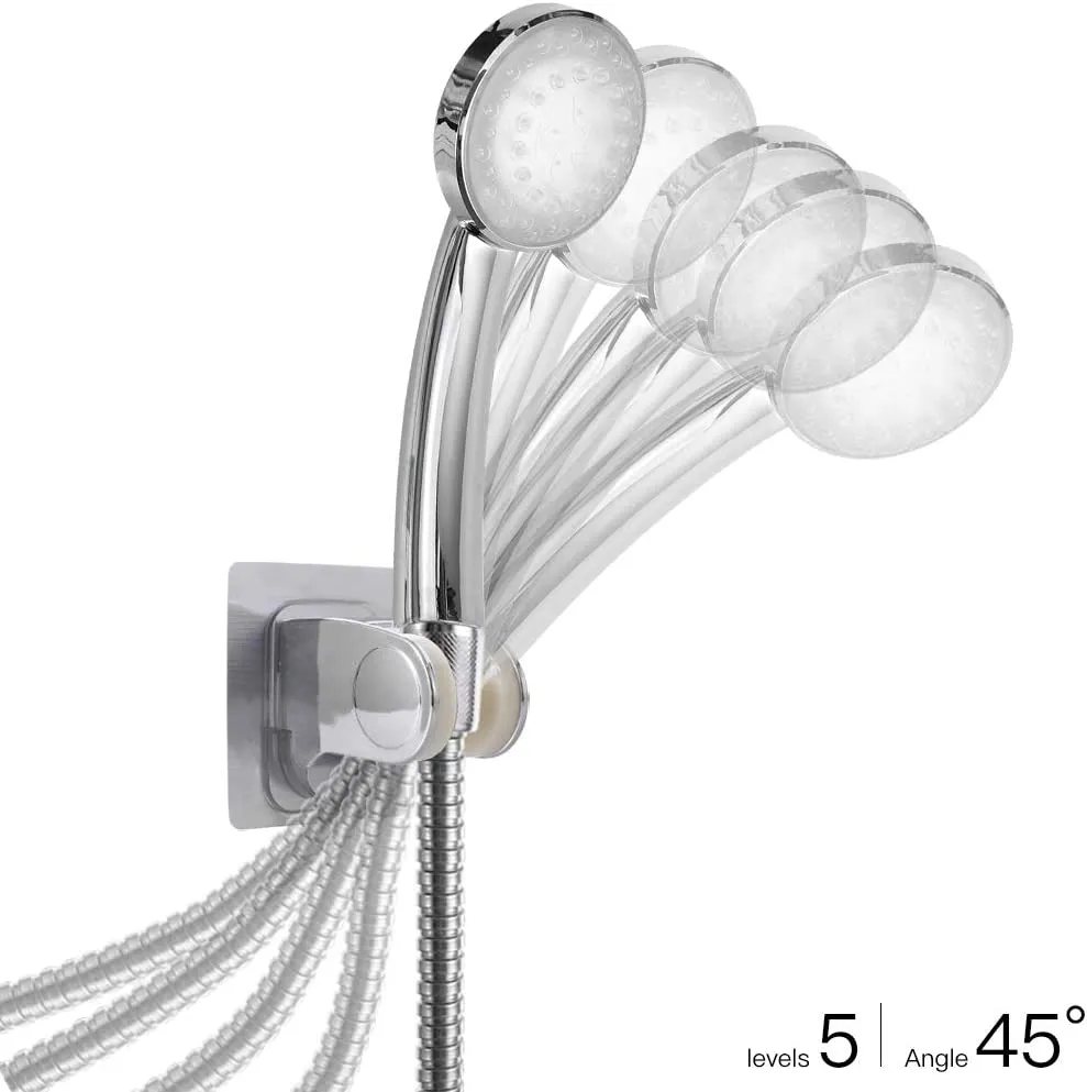 LEDGLE LED shower head with hose, shower head, hand shower, 3 colors, temperature control, color change and holder without drilling, water-saving, pressure-increasing, universal shower head