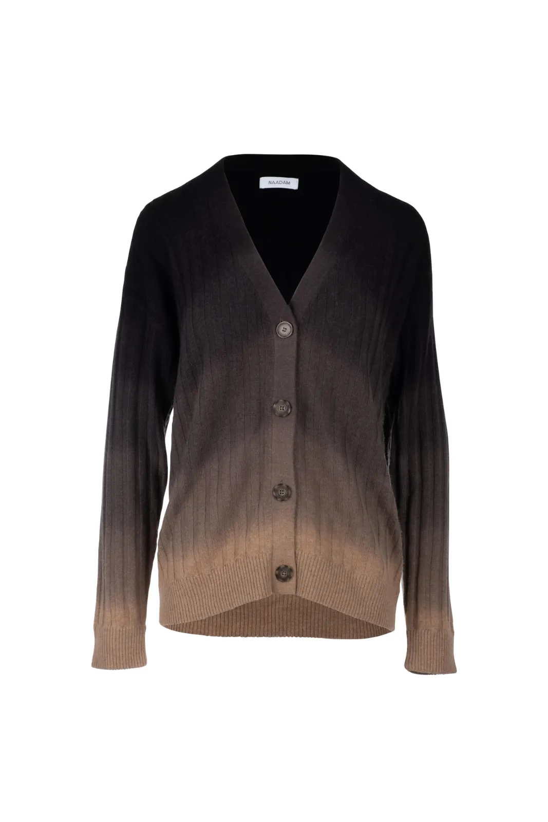 Lightweight Cashmere Dip Dyed Cardigan Black Combo