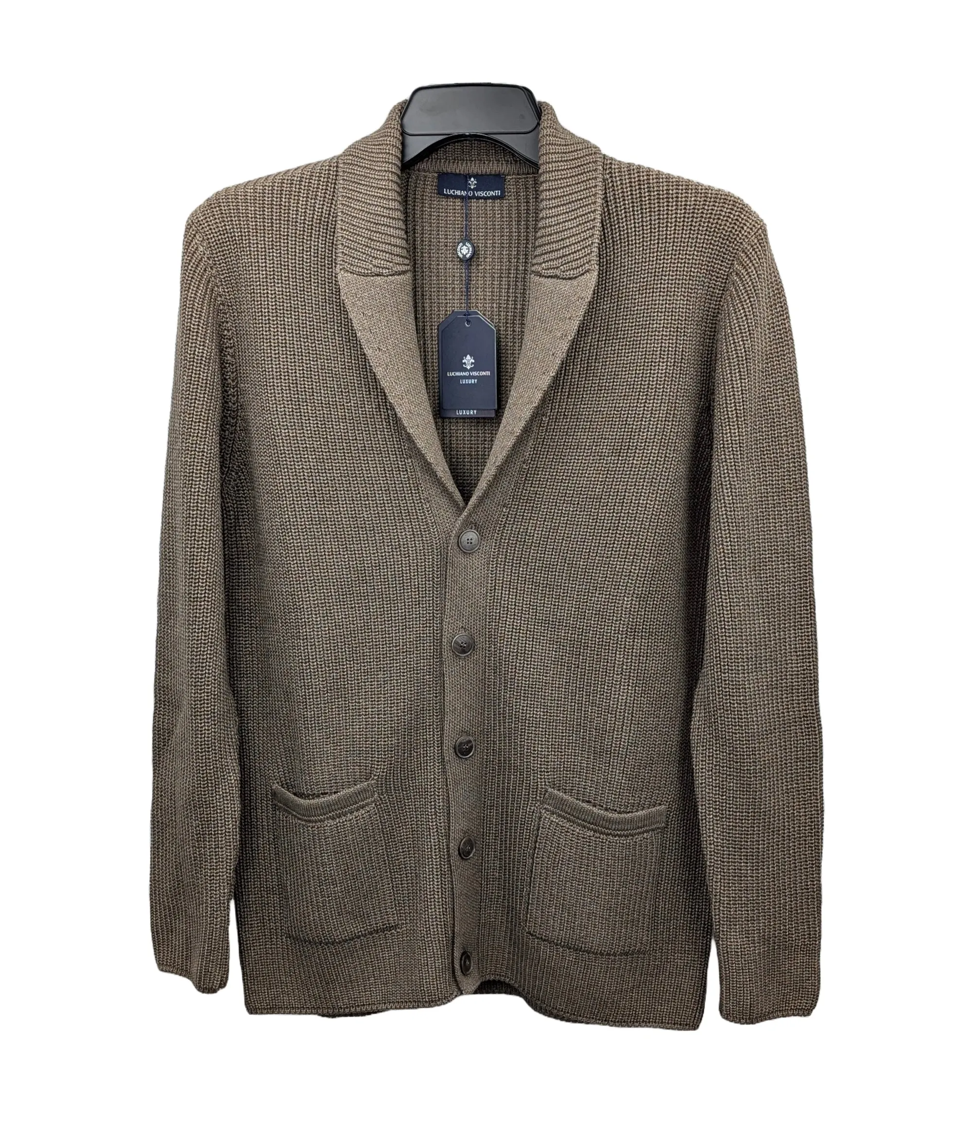 Luciano Visconti Button Up Shawl Collar Sweater