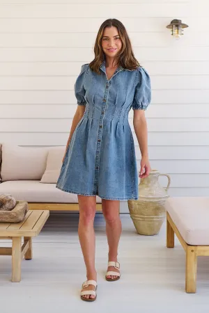 Lucinda Puff Sleeve Denim Dress