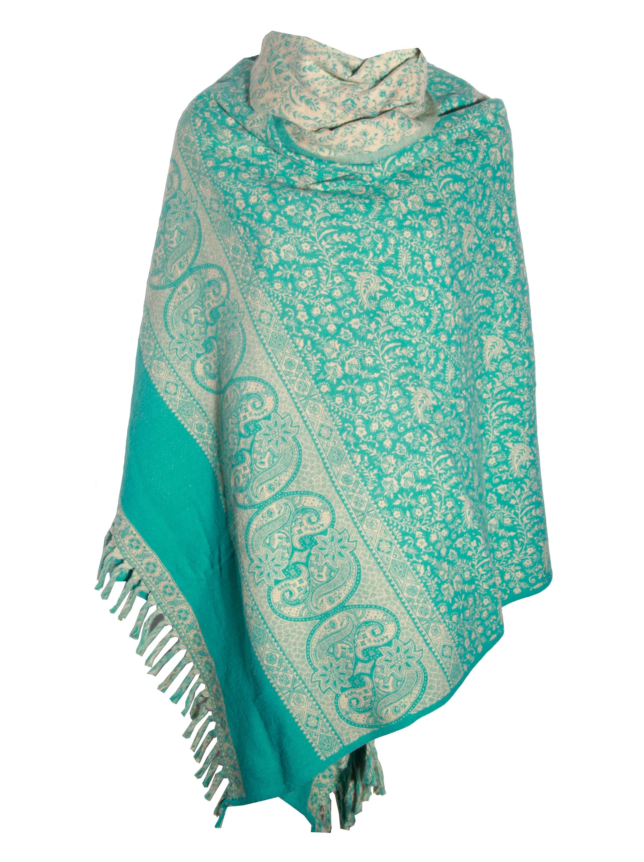 Luxury TIBET HANDLOOM SHAWL sea green floral scarf shawl PureYak Wool scarf Shawl Blanket Throws Large Shawl Travel Wrap Meditation Soft