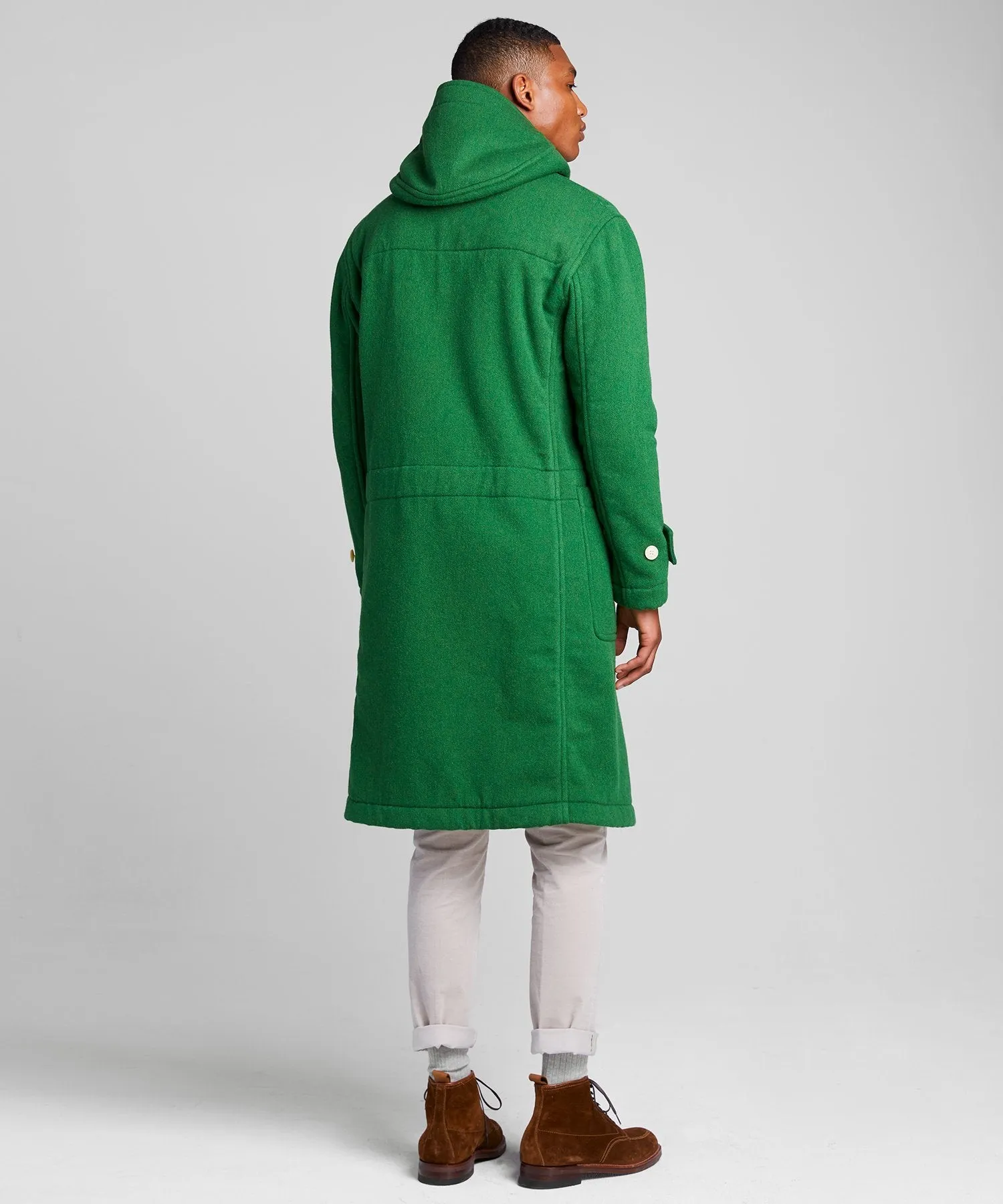 Made in New York Italian Wool Toggle Duffle Coat in Green