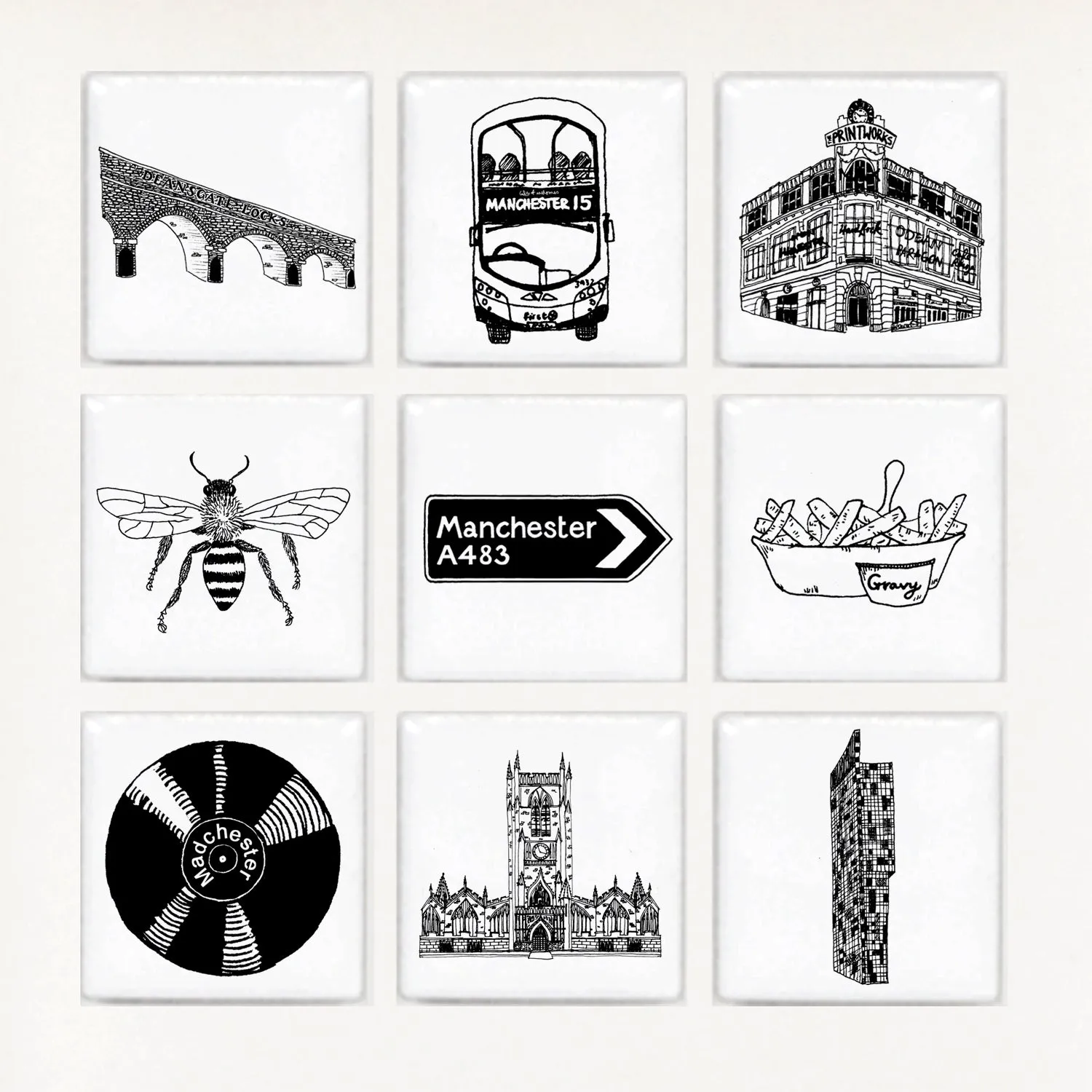 Manchester illustrated wall art - small