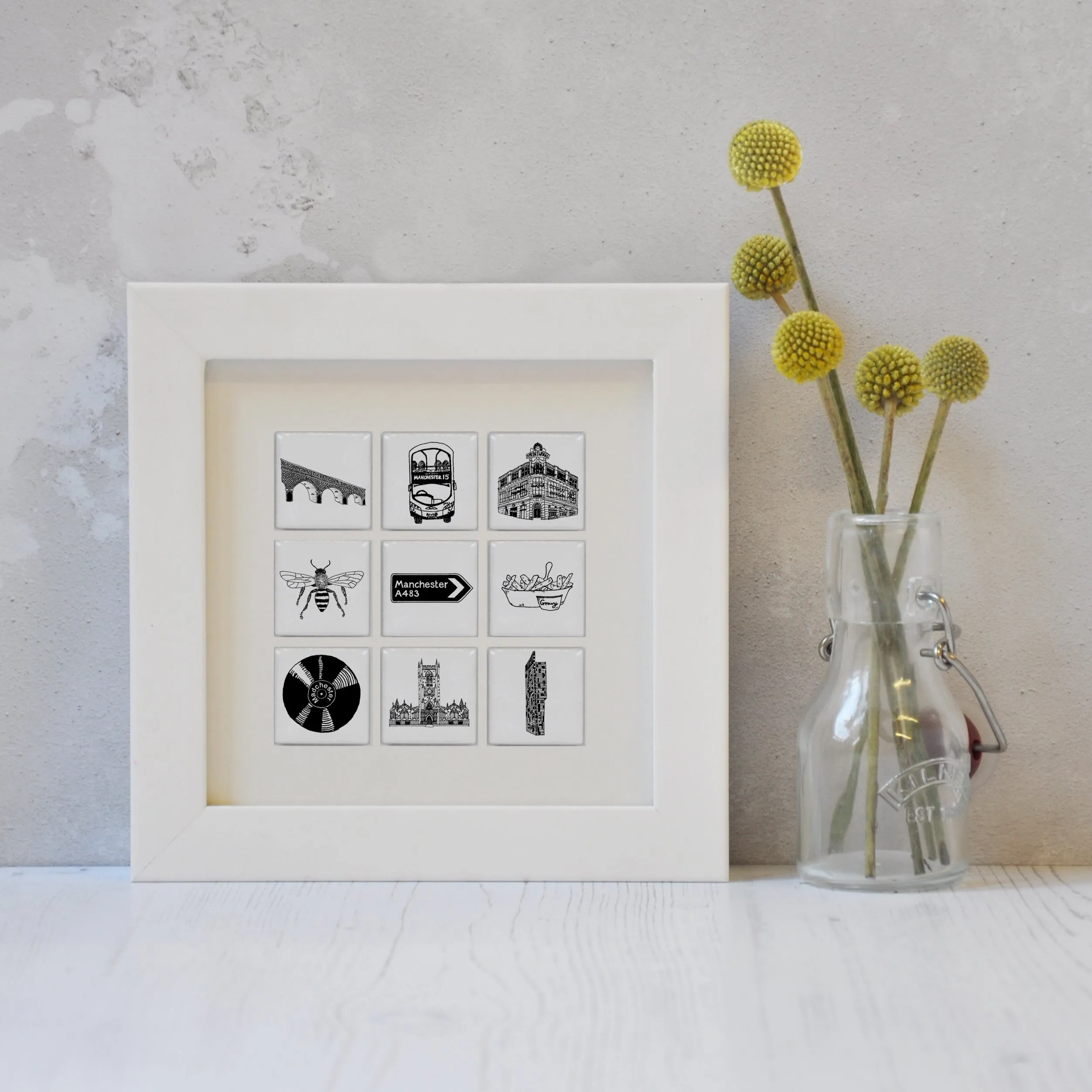 Manchester illustrated wall art - small