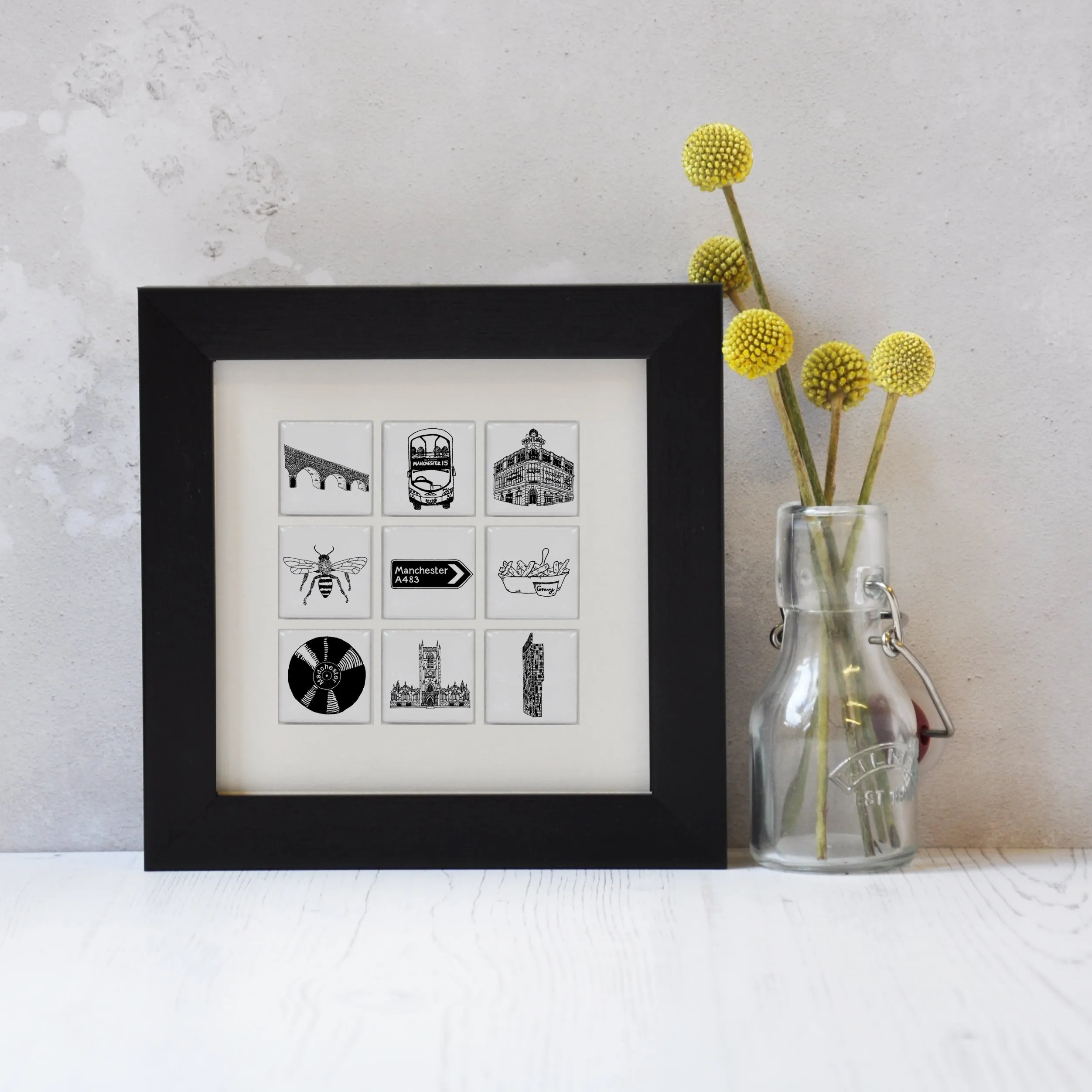 Manchester illustrated wall art - small