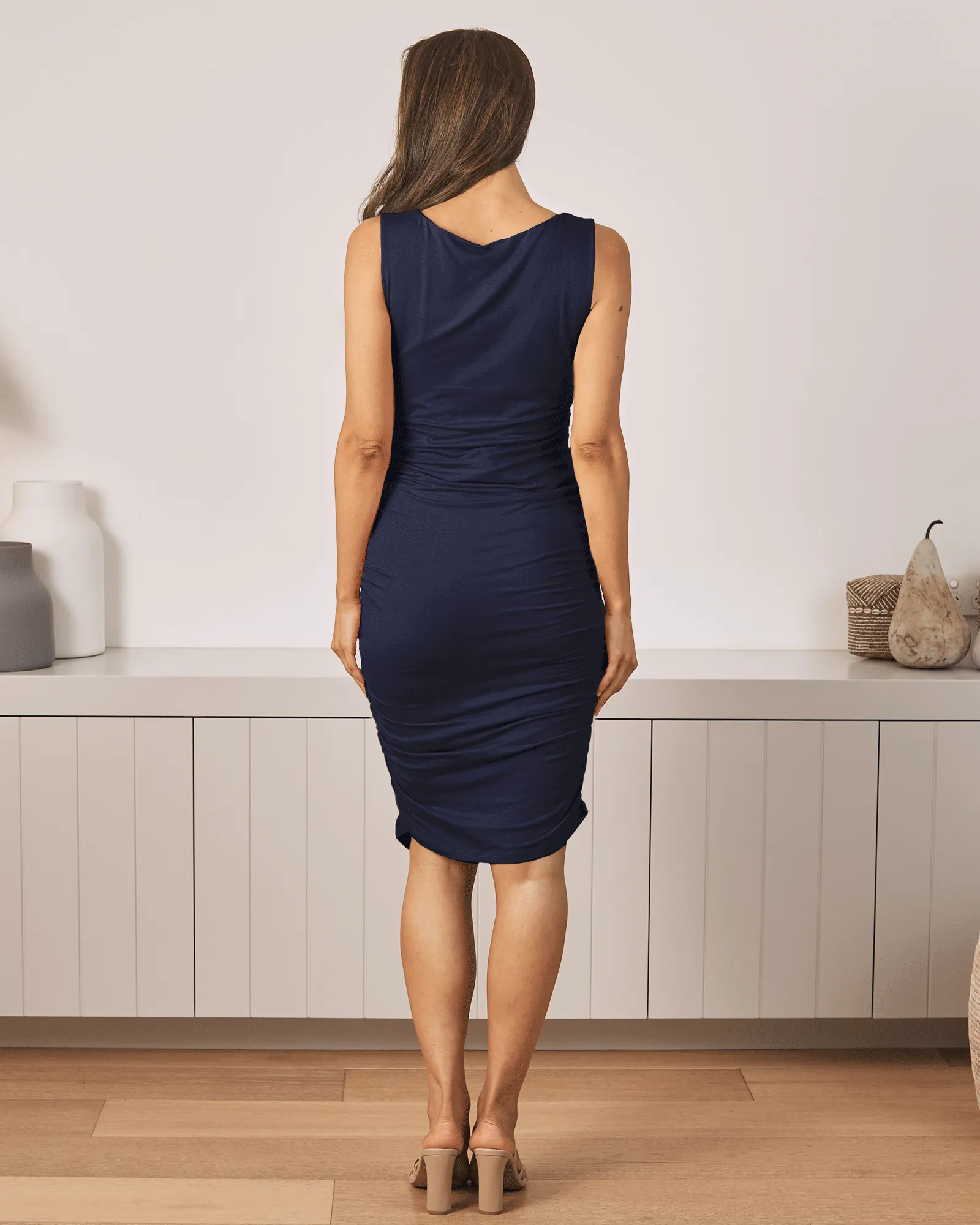 Maternity Bodycon Bamboo Fitted Dress in Navy