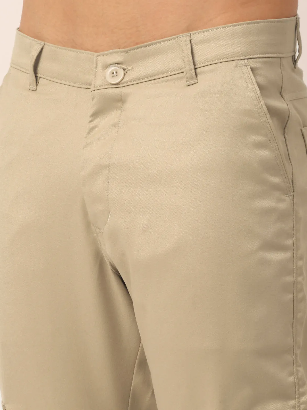 Men's Casual Cotton Solid Cargo Pants ( KGP 154 Beige ) - Jainish