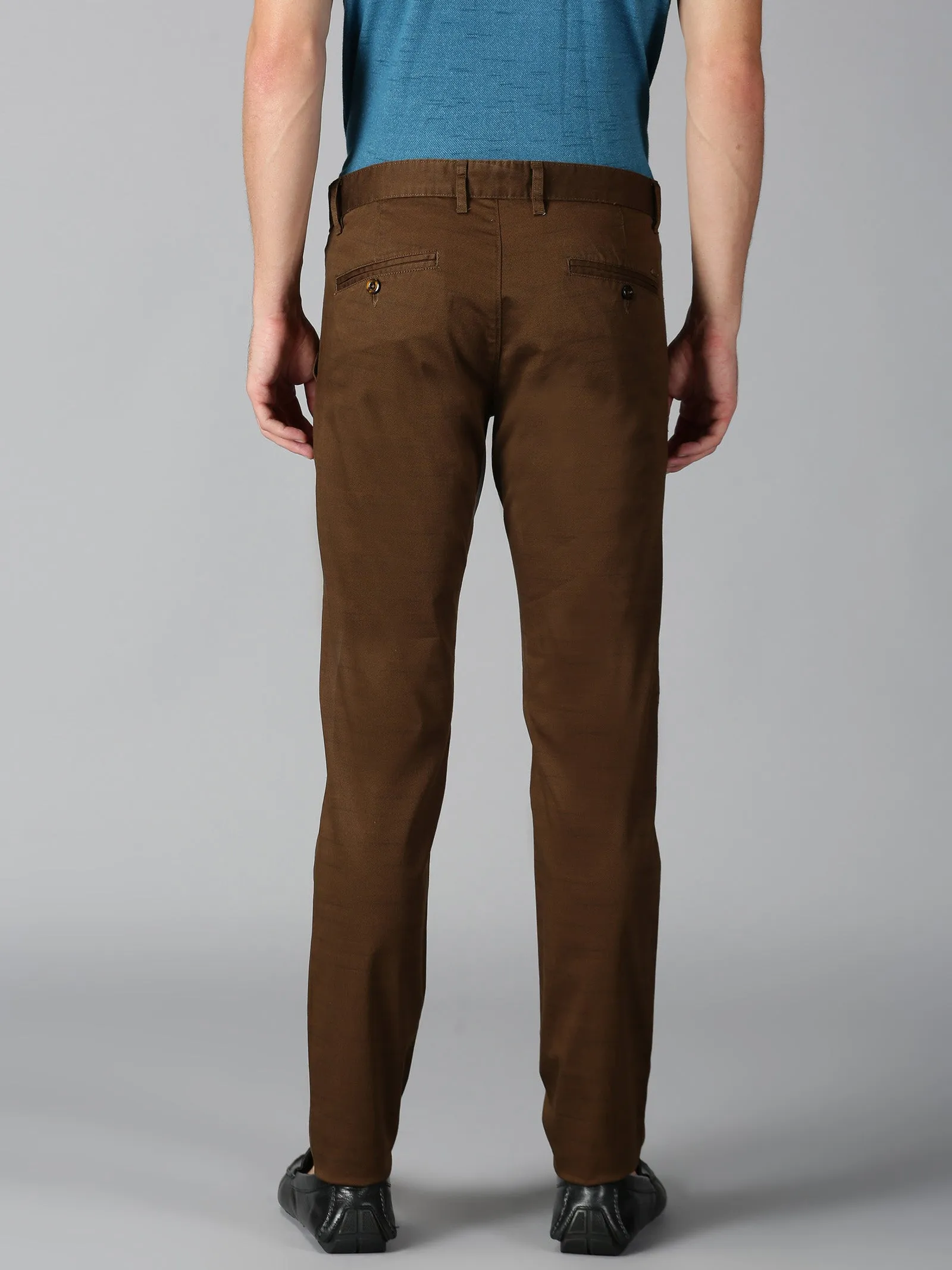 MEN'S DK BROWN PRINT SLIM FIT TROUSER