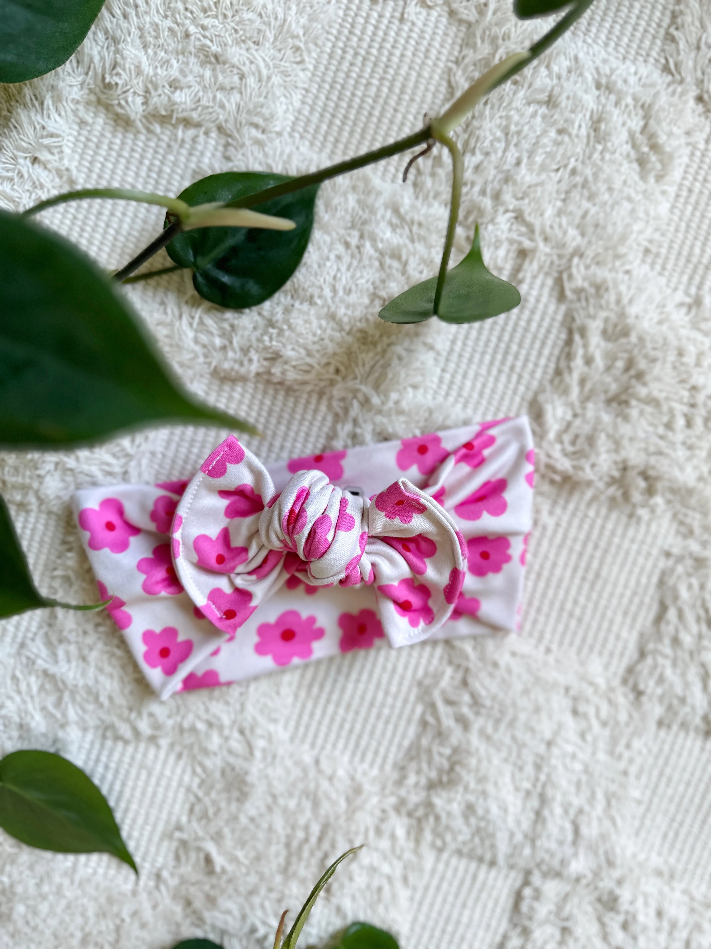 Mini Tieband - Pink Flower