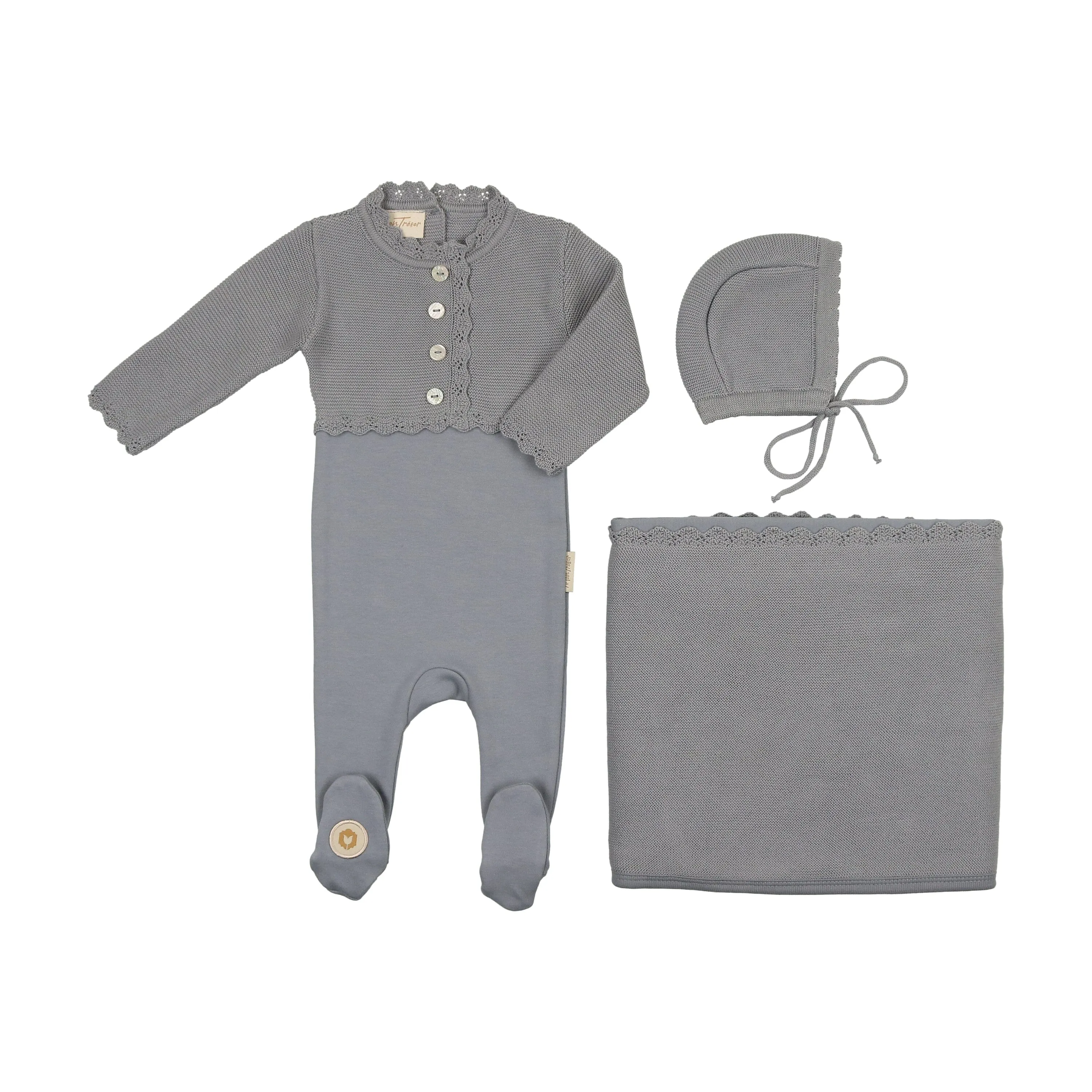 Mock-Cardigan Layette Set