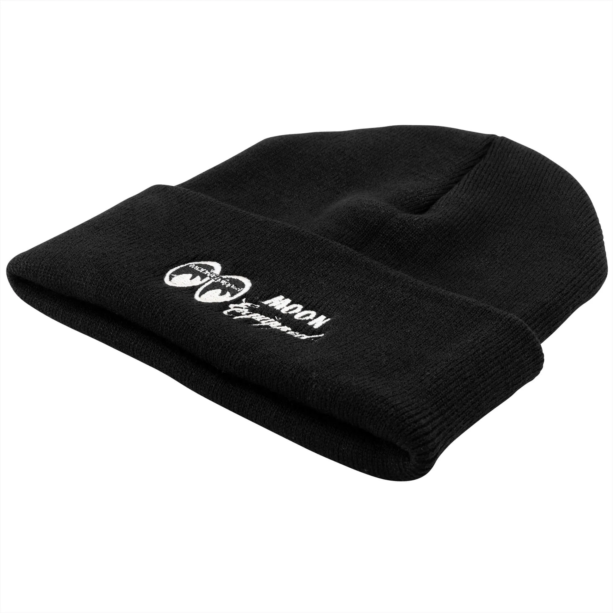 MOON Equipped Embroidered Knit Hat - Black