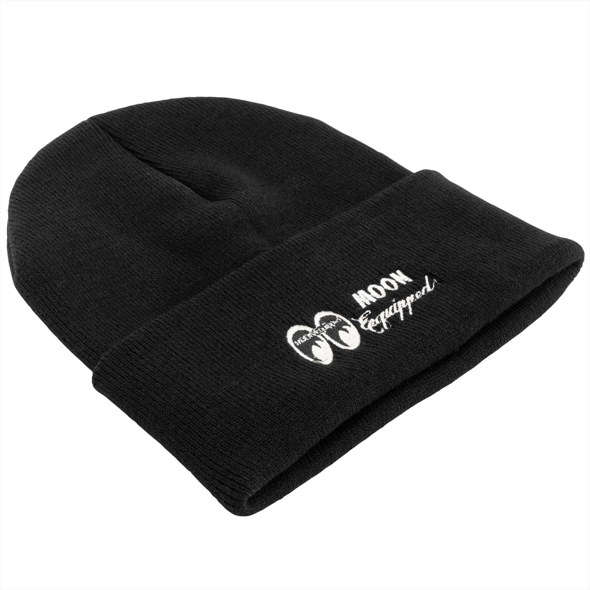 MOON Equipped Embroidered Knit Hat - Black