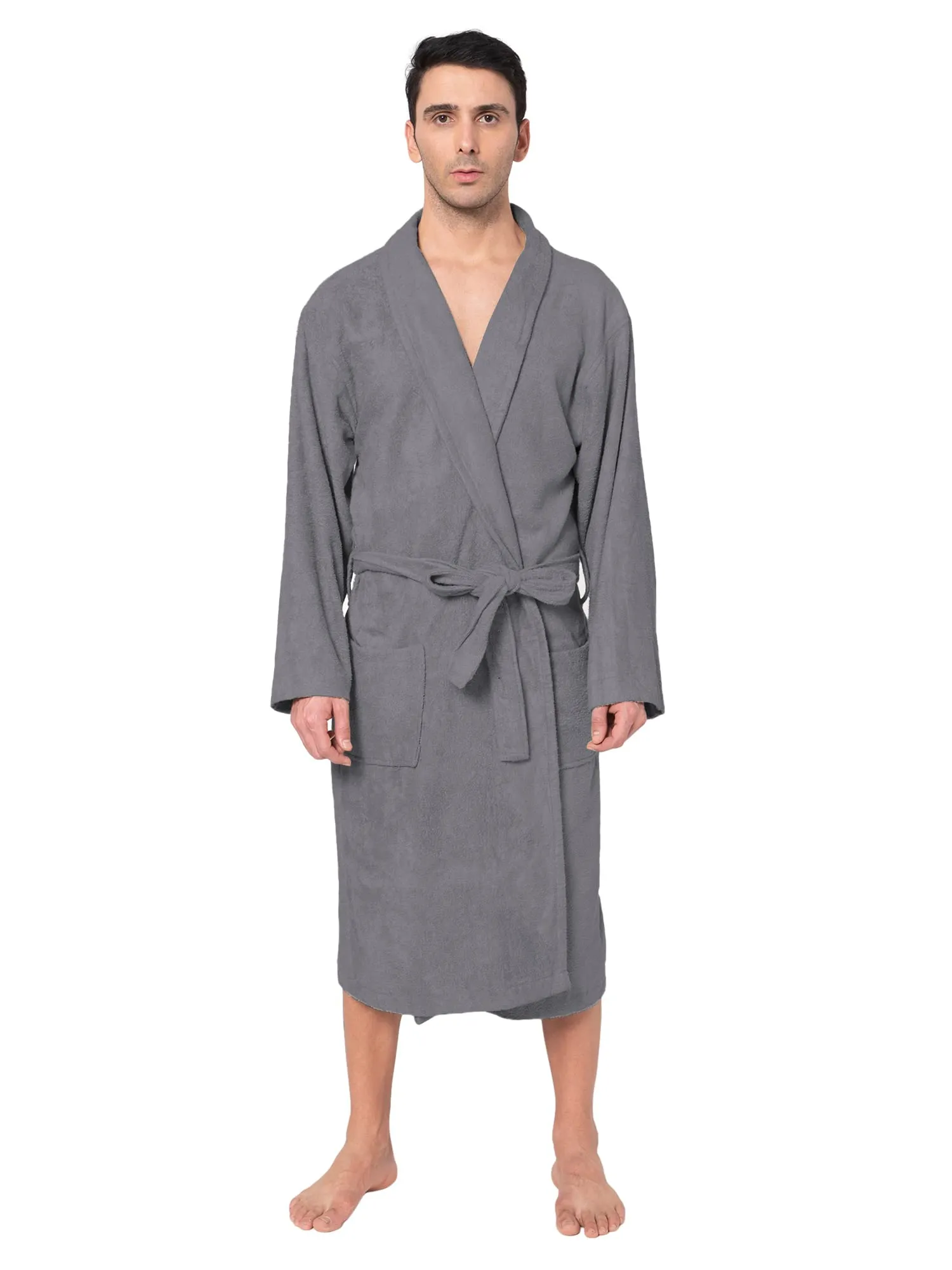 Mush 100% Bamboo Bathrobe for Men/Women (Unisex) S/M,(Pack of 1) (L, Grey)