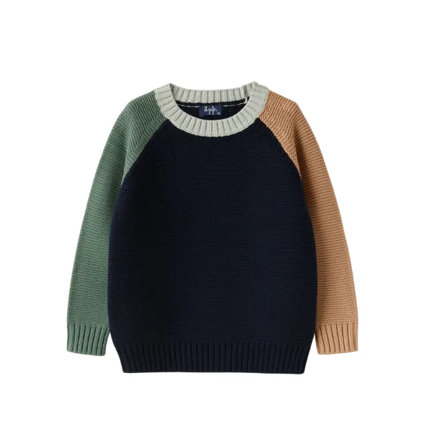 Navy Colorblock Sleeve Sweater