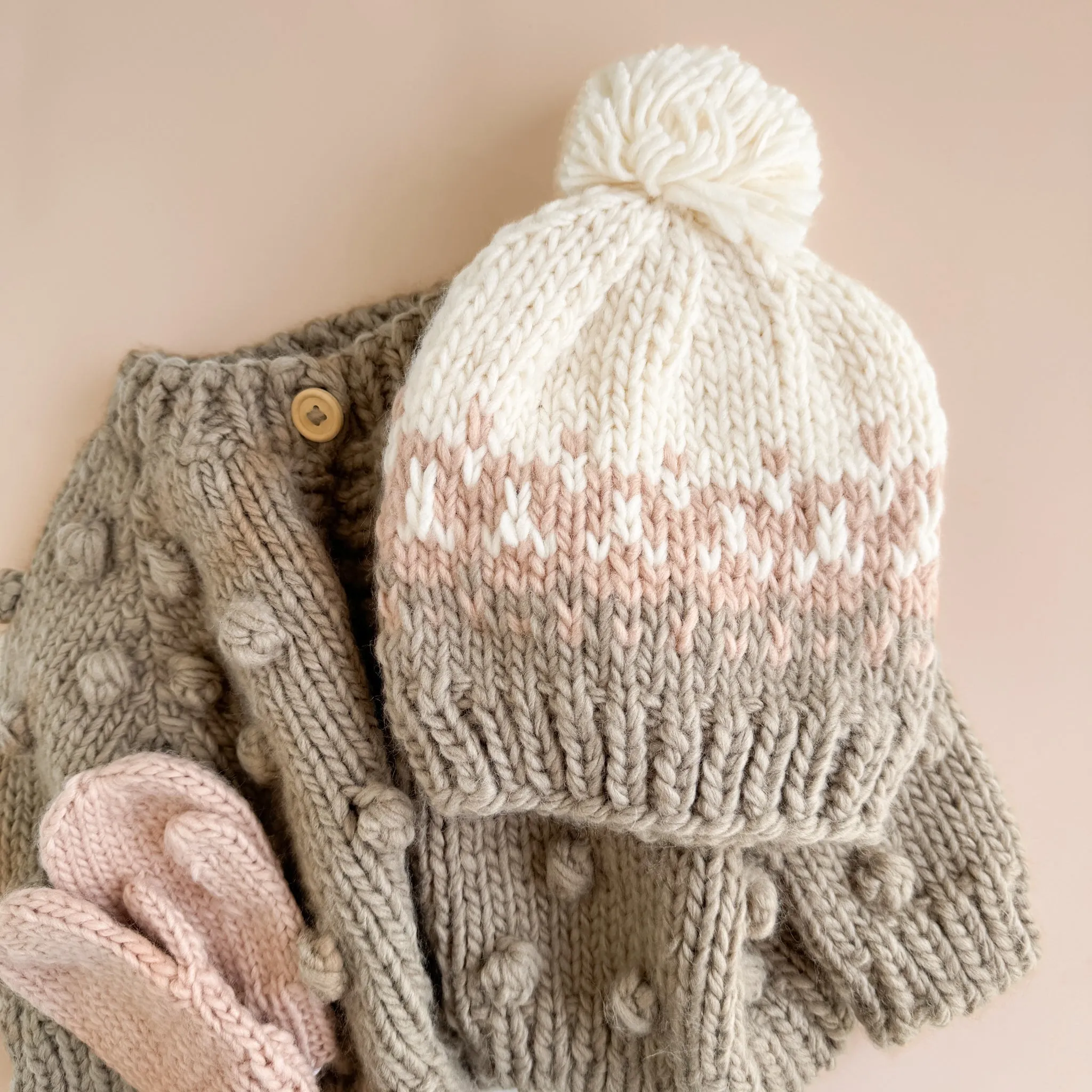 Nell Stripe Hat, Flax/Blush