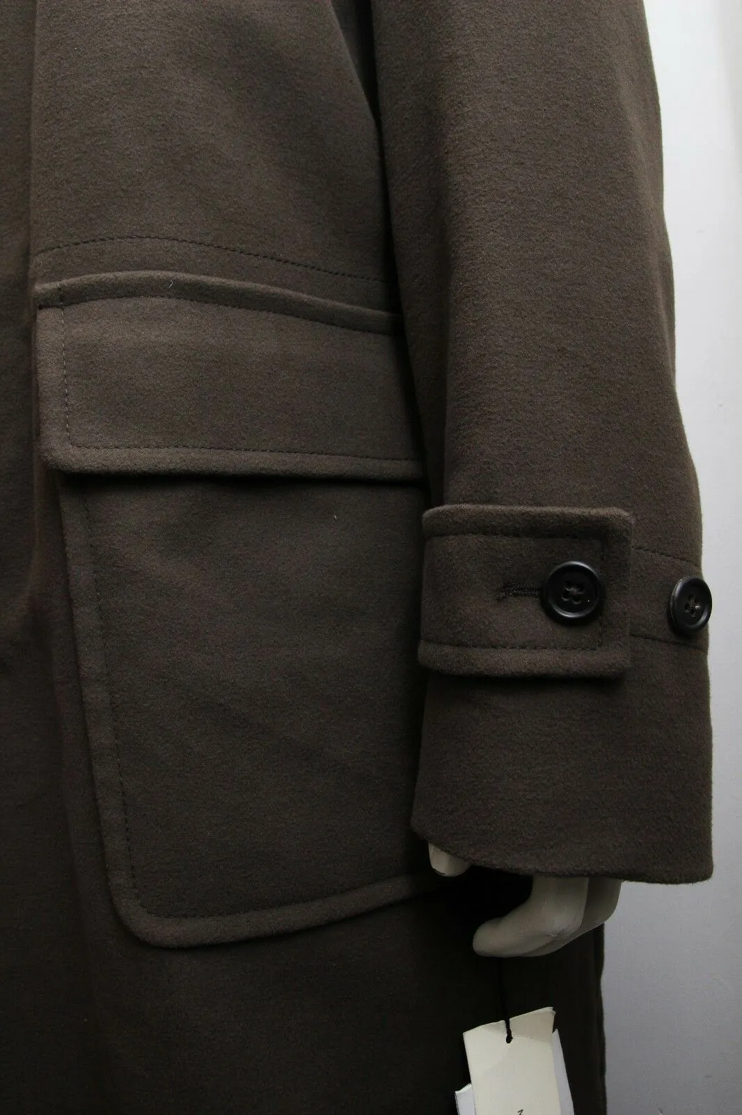 Olive Drab Felt Cotton Hooded Duffle Coat