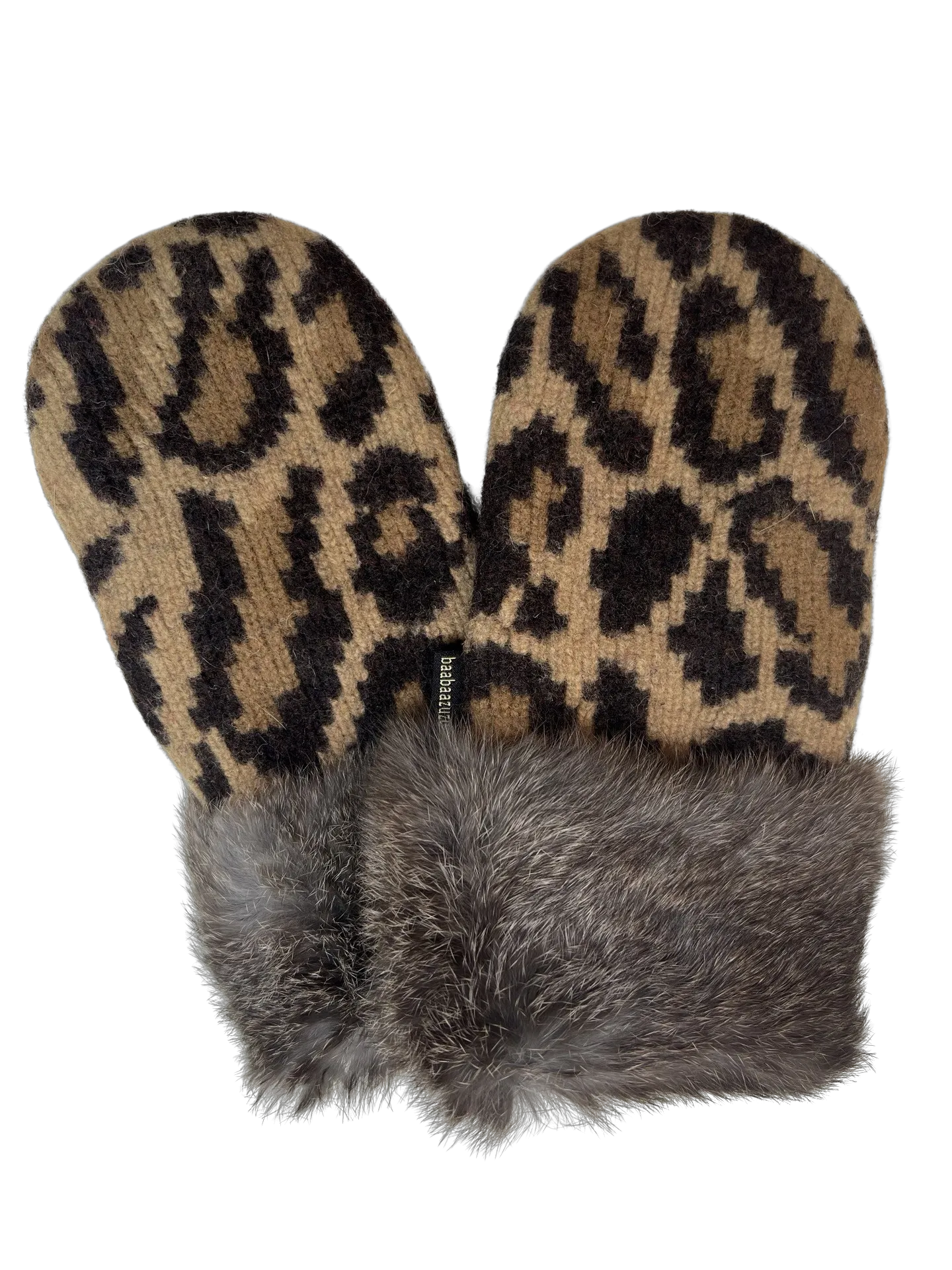 One of a Kind Sweater Mittens with fur trimmed cuffs 207