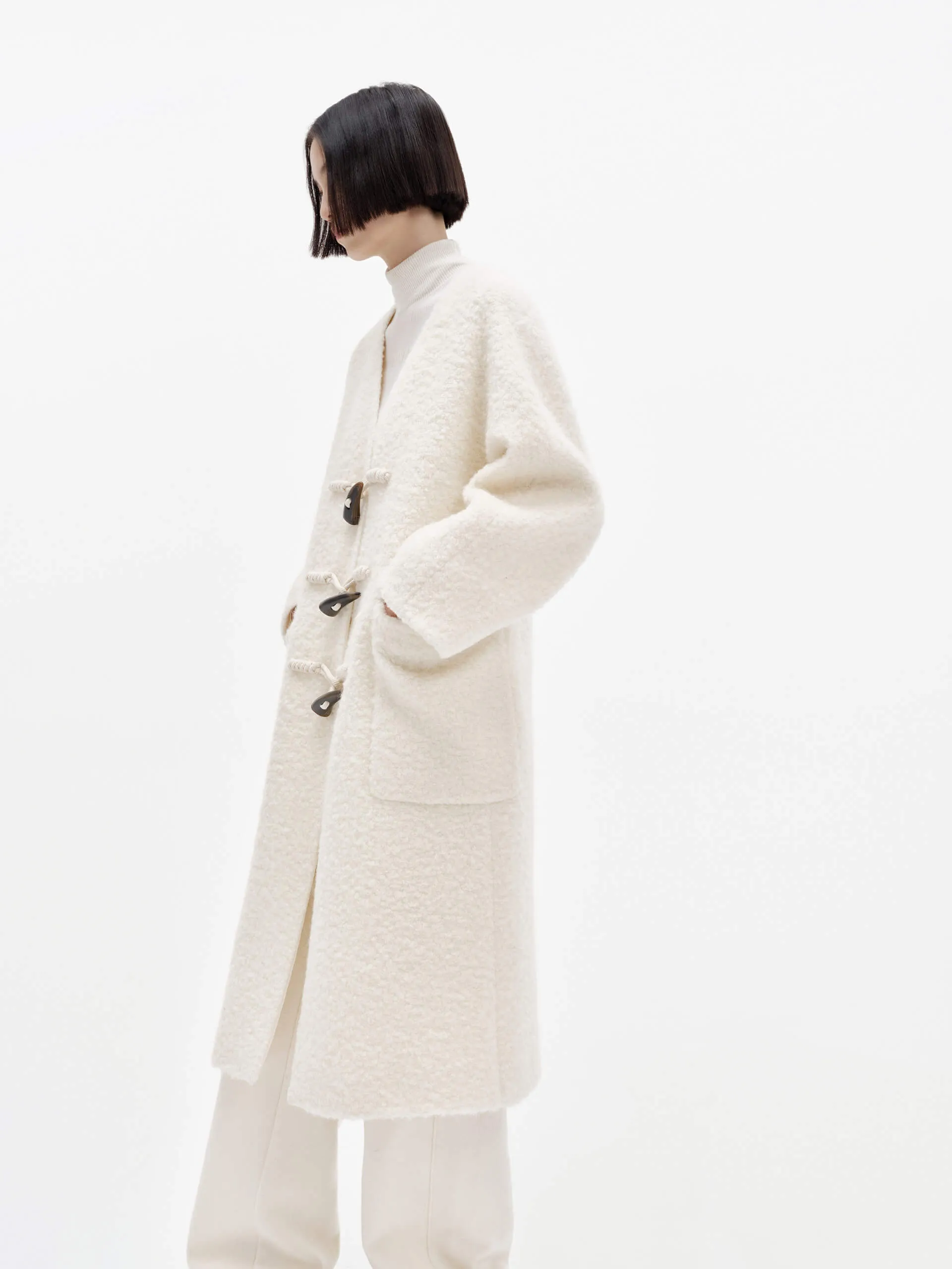 Oversize Boucle Knit Coat