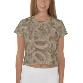 'Petri' Freeform Crochet Print Crop Top by Margaret Hubert