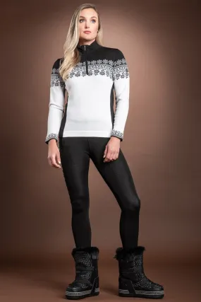 Pina White - Black Sporty Edelweiss T-Neck 1/ 2 Zip Merintech Merino Base Layer Sweater