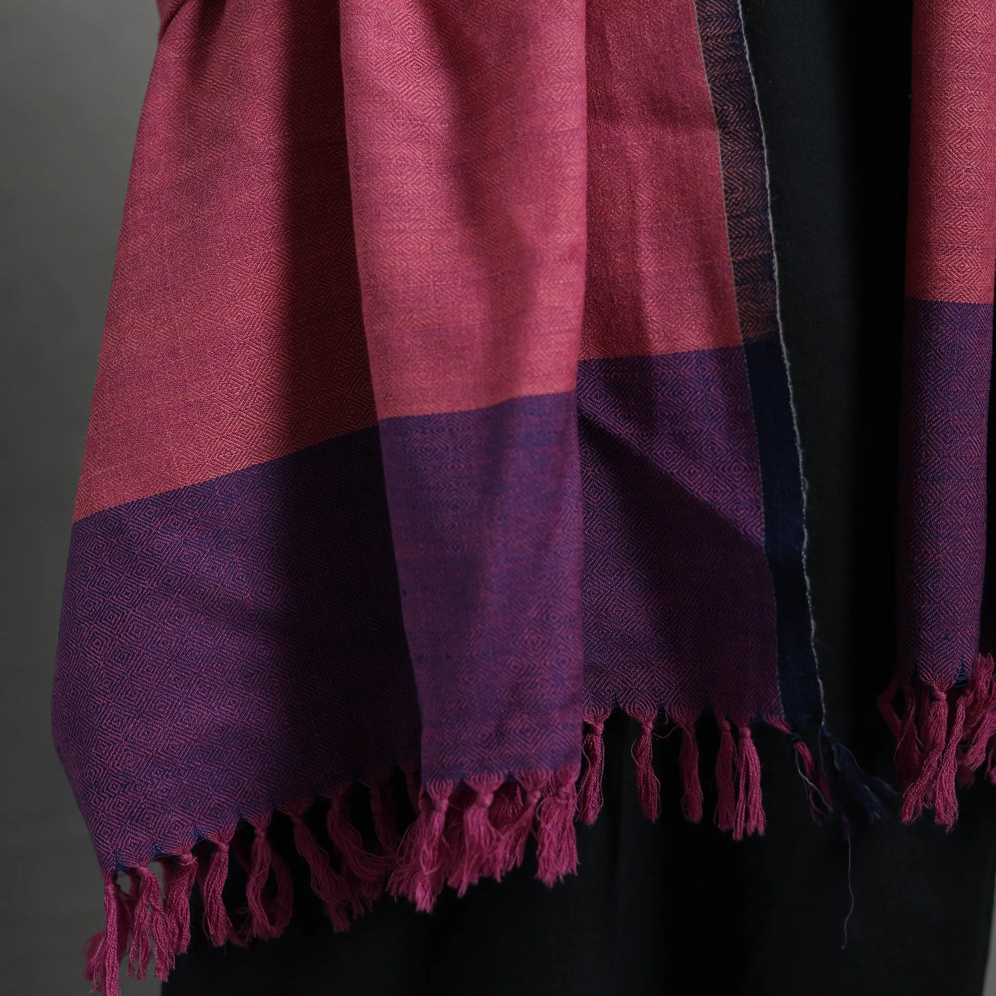 Pink - Kumaun Handwoven Pure Merino Wool Shawl for Women 16