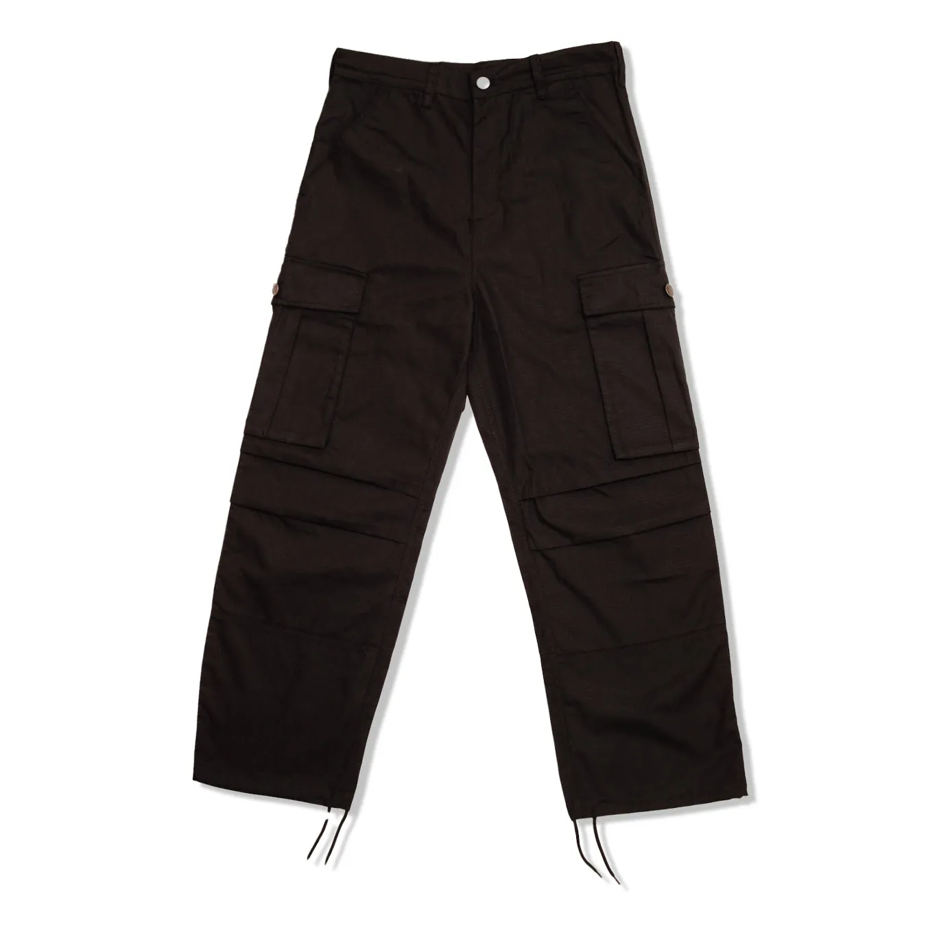 Pleated Rip Stop Cargo Pants, Black