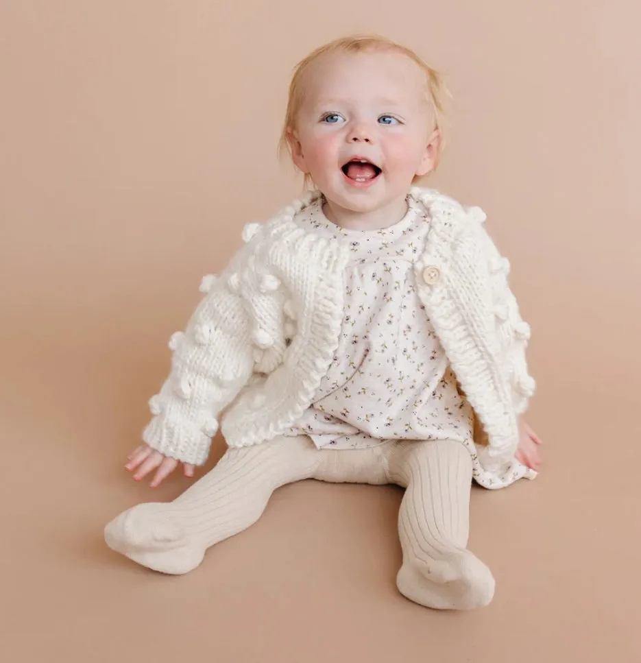 Popcorn Knit Cardigan- Cream