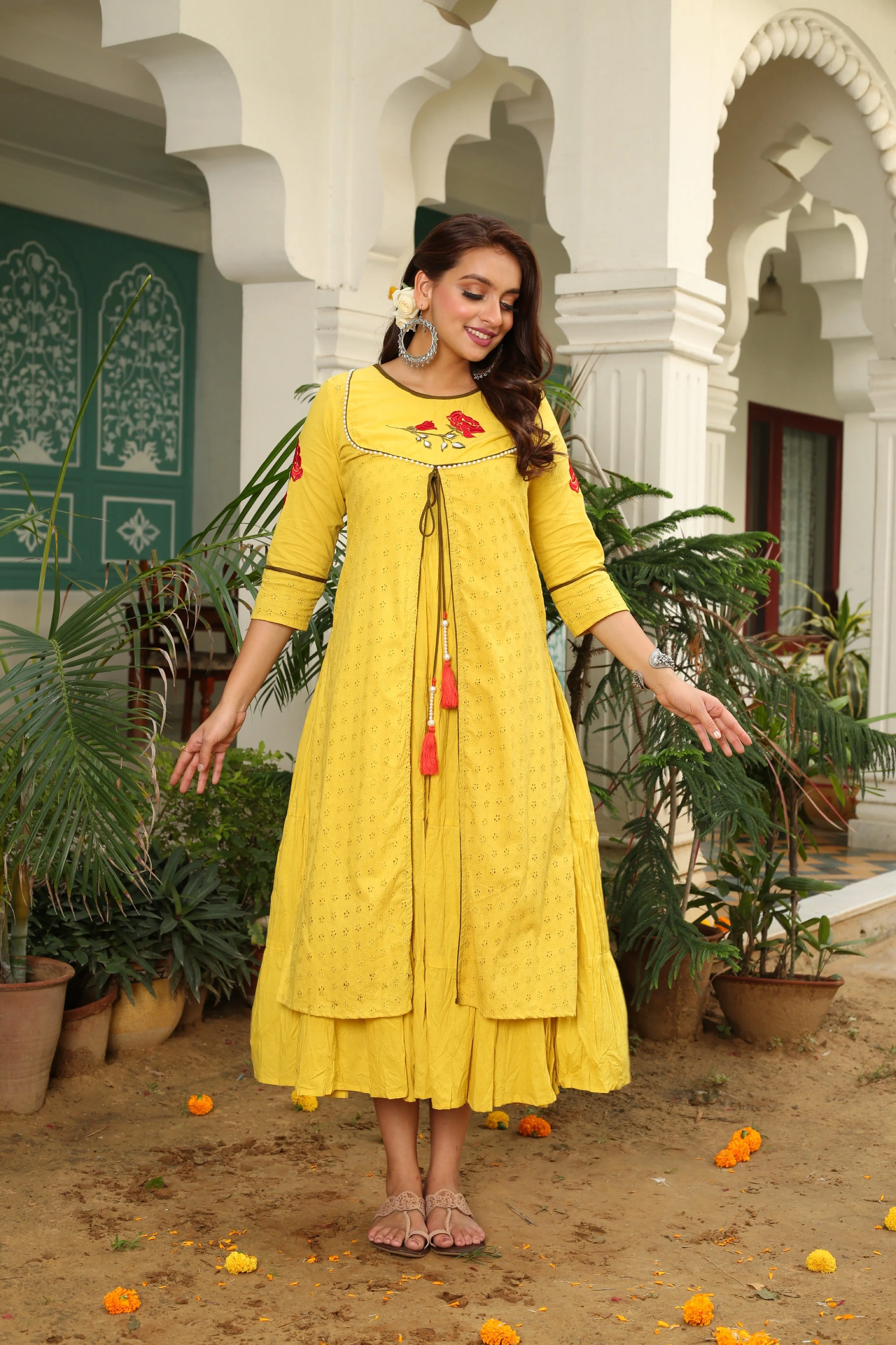 Rani's Resham Yellow Dress