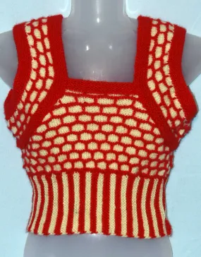 Red and yellow color handmade woolen blouse sweater for women free size