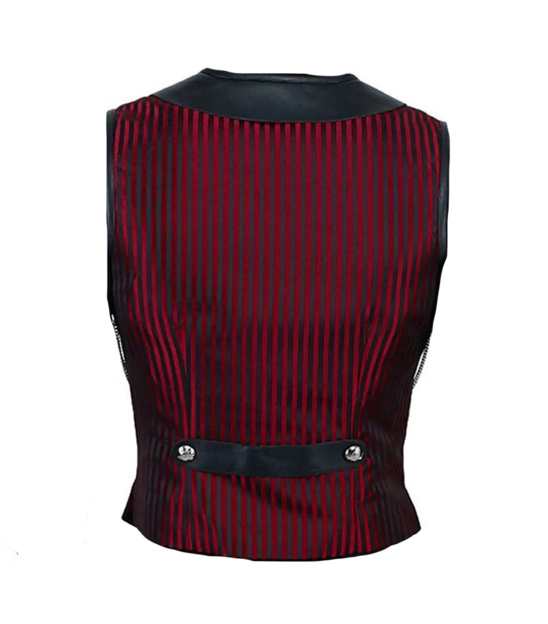 Red/ Black Stripes Brocade Gothic Men's Waist Coat