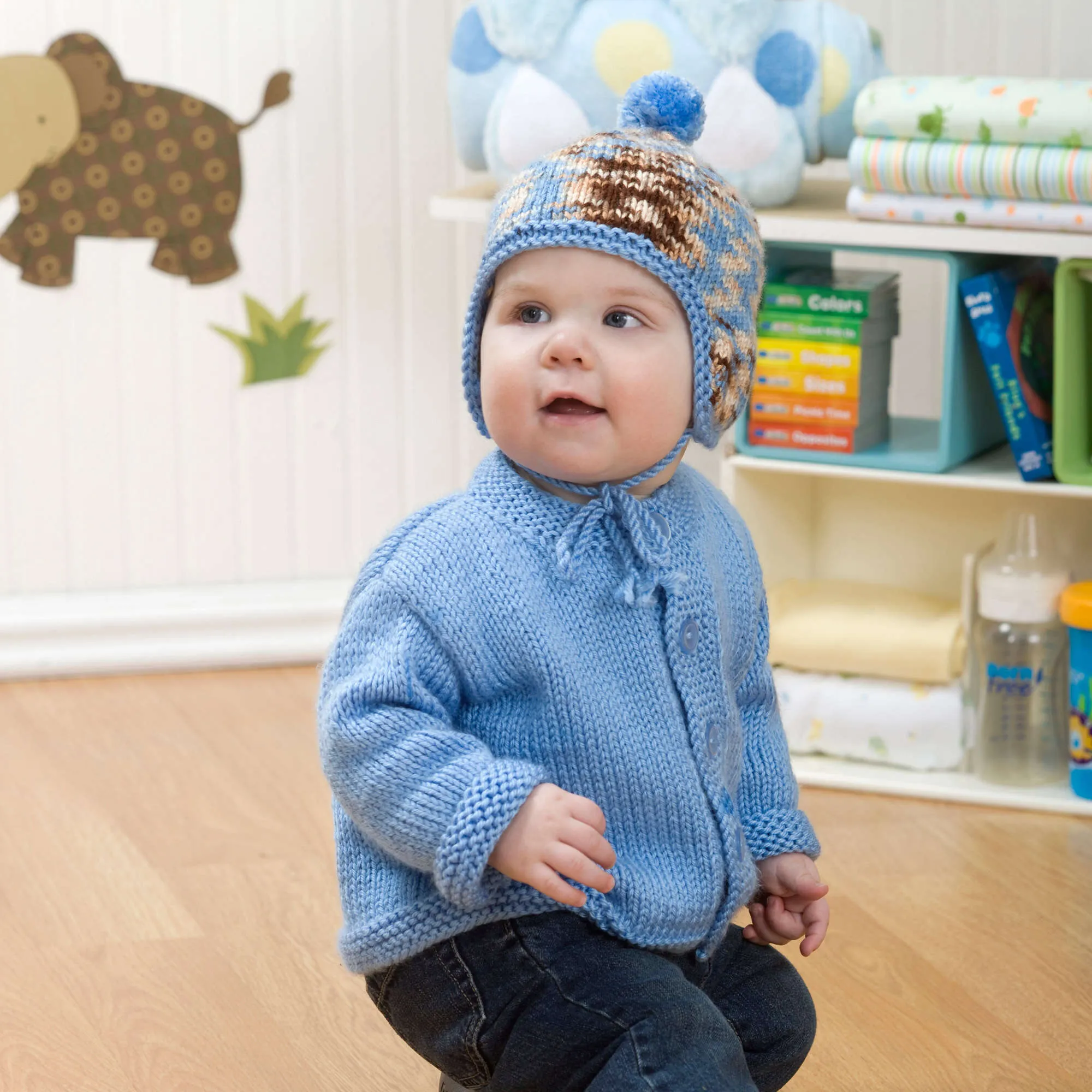 Red Heart Baby Knit Cardigan & Hat