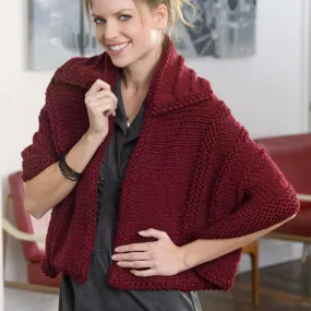 Red Heart Knit Collared Shawl