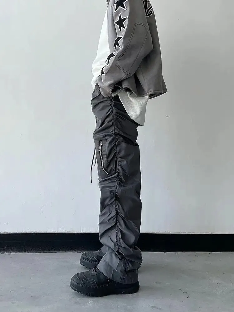 Ruched Polyester Cargo Pants