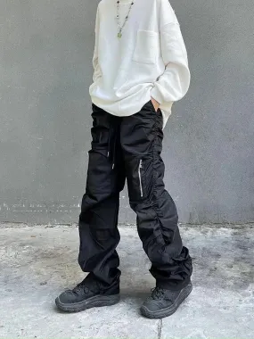 Ruched Polyester Cargo Pants