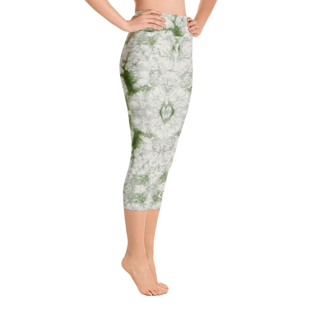 Sage Tie Dye Yoga Capri Leggings