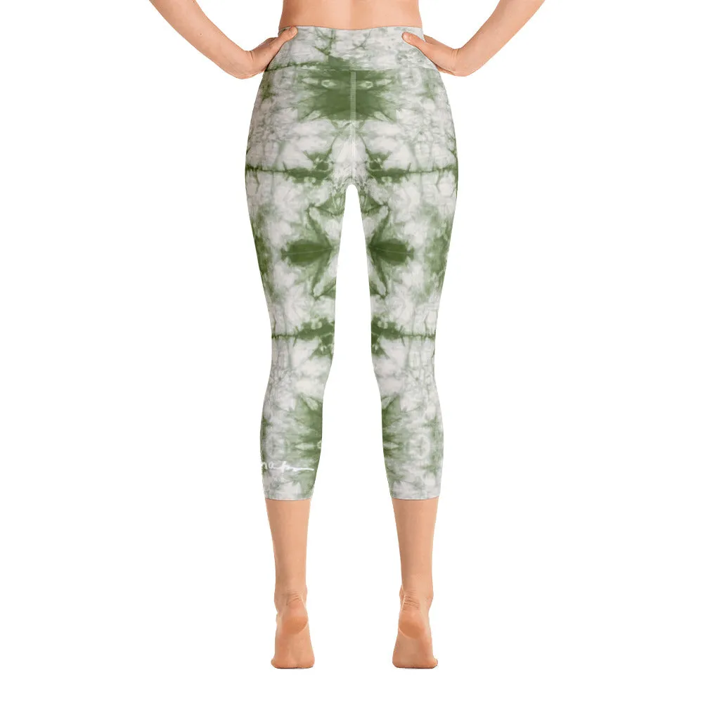 Sage Tie Dye Yoga Capri Leggings