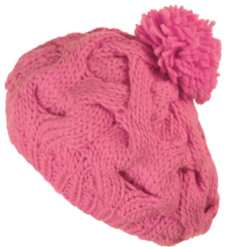 Sakkas Cable Knit Pom Pom Thick Slouch Hat