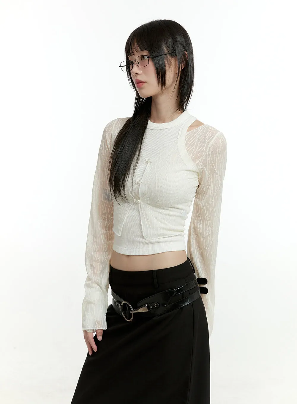 See-Through Button-Up Cardigan CL426